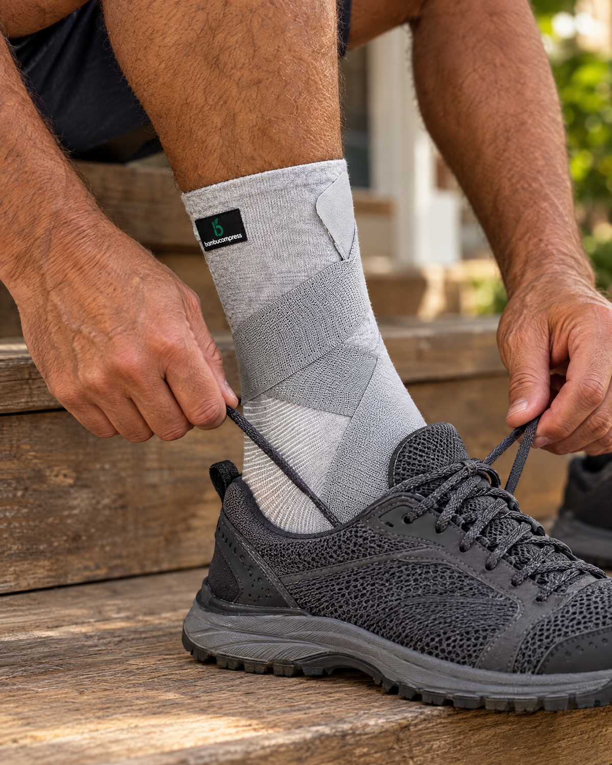 FLEX+ Bamboo Ankle Sleeve in everyday use | Gray
