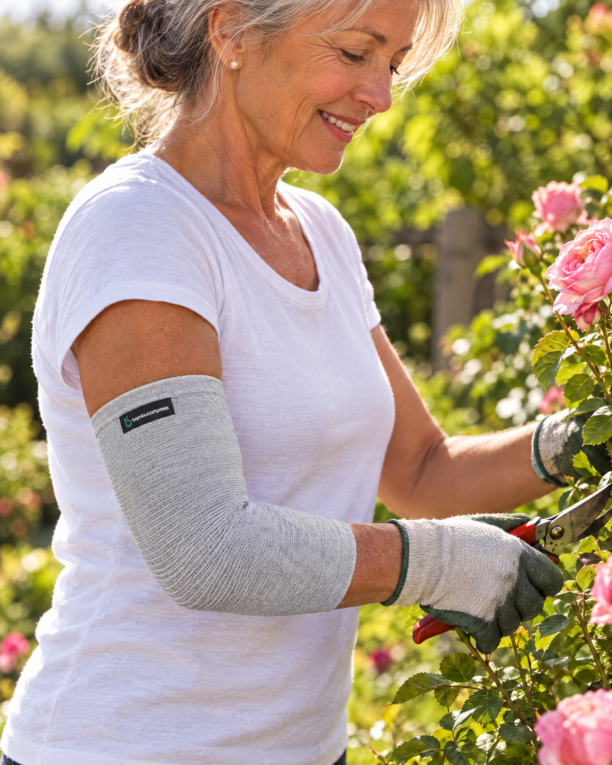 FLEX+ Bamboo Elbow Sleeve in everyday use | Gray