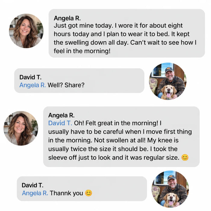 Angela R. review: swelling down all day and overnight