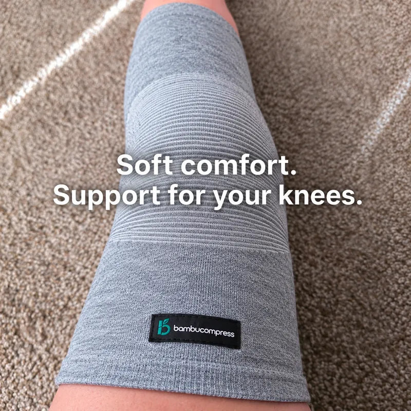 BambuCompress knee sleeve customer photo: Soft comfort. Support for your knees.