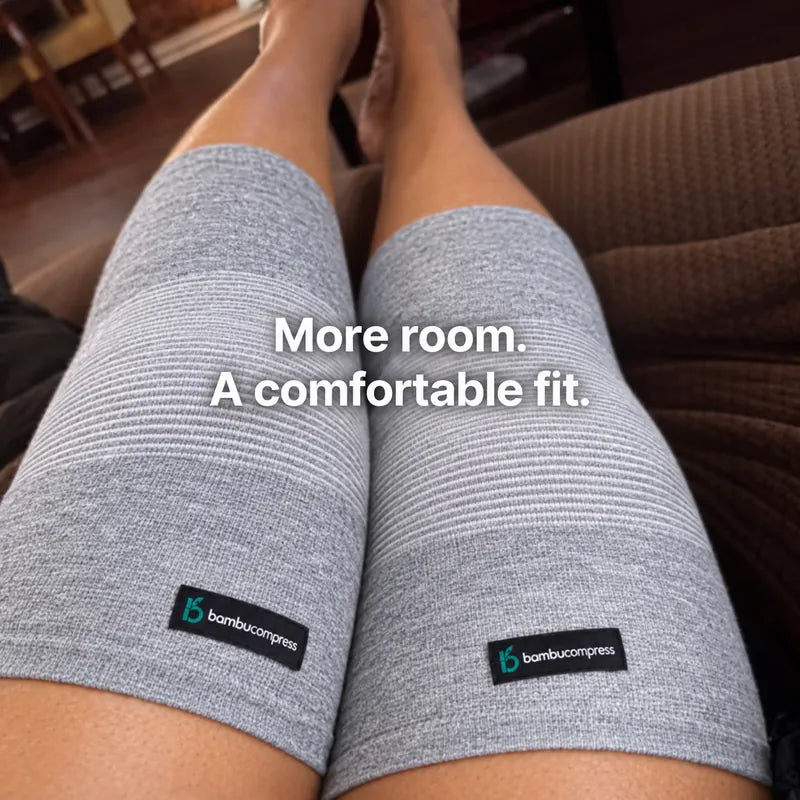 BambuCompress knee sleeve customer photo: More room. A comfortable fit.