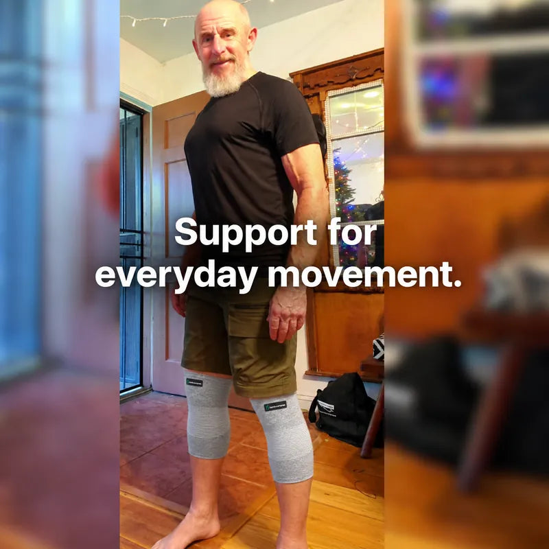 BambuCompress knee sleeve customer photo: Support for everyday movement.