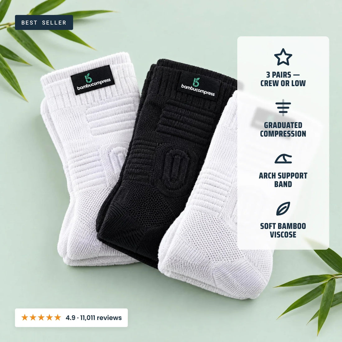 STEADY+ Cushion Compression Socks (3-Pack)