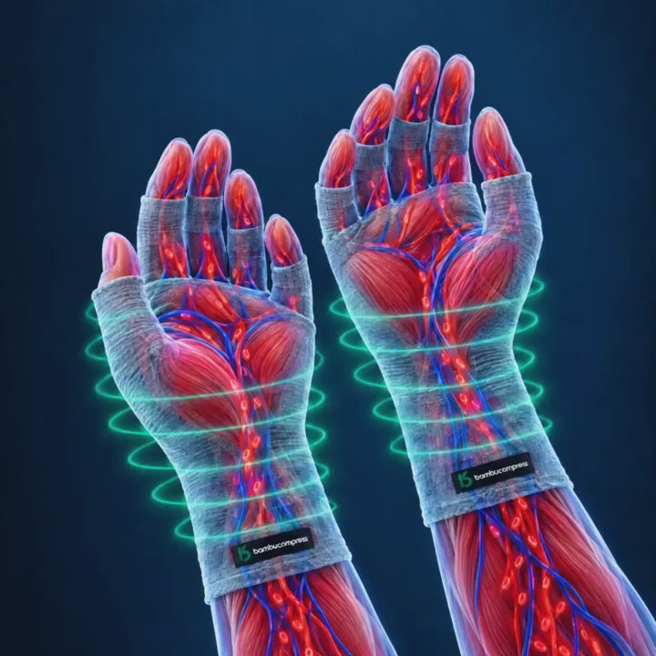 FLEX+ Bamboo Compression Gloves gentle compression animation